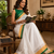 white printed chanderi cotton ready to wear saree with unstitched blouse