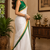 white printed chanderi cotton ready to wear saree with unstitched blouse