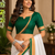 white printed chanderi cotton ready to wear saree with unstitched blouse