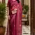 wine printed chanderi cotton ready to wear saree with unstitched blouse