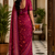 wine printed chanderi cotton ready to wear saree with unstitched blouse