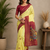 yellow printed chanderi cotton ready to wear saree with unstitched blouse