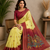 yellow printed chanderi cotton ready to wear saree with unstitched blouse