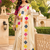 beige printed chanderi cotton ready to wear saree with unstitched blouse