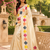 beige printed chanderi cotton ready to wear saree with unstitched blouse