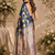 blue printed chanderi cotton ready to wear saree with unstitched blouse