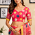 coral pink printed chanderi cotton ready to wear saree with unstitched blouse