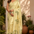 cream printed chanderi cotton ready to wear saree with unstitched blouse