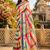multicolor printed chanderi cotton ready to wear saree with unstitched blouse