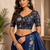 navy blue printed chanderi cotton ready to wear saree with unstitched blouse