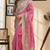 pink printed chanderi cotton ready to wear saree with unstitched blouse