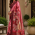 pink maroon printed chanderi cotton ready to wear saree with unstitched blouse
