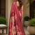 pink maroon printed chanderi cotton ready to wear saree with unstitched blouse