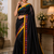 black printed chanderi cotton ready to wear saree with unstitched blouse