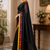 black printed chanderi cotton ready to wear saree with unstitched blouse