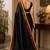 black printed chanderi cotton ready to wear saree with unstitched blouse