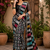 black white printed chanderi cotton ready to wear saree with unstitched blouse