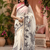 off white printed chanderi cotton ready to wear saree with unstitched blouse
