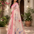 peach printed chanderi cotton ready to wear saree with unstitched blouse