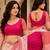 peach printed chanderi cotton ready to wear saree with unstitched blouse