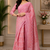 pink printed chanderi cotton ready to wear saree with unstitched blouse