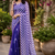 purple printed chanderi cotton ready to wear saree with unstitched blouse