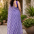 purple printed chanderi cotton ready to wear saree with unstitched blouse