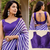 purple printed chanderi cotton ready to wear saree with unstitched blouse