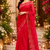 red printed chanderi cotton ready to wear saree with unstitched blouse