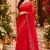 red printed chanderi cotton ready to wear saree with unstitched blouse