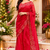 red printed chanderi cotton ready to wear saree with unstitched blouse