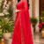 red printed chanderi cotton ready to wear saree with unstitched blouse