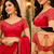 red printed chanderi cotton ready to wear saree with unstitched blouse