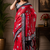 red black printed chanderi cotton ready to wear saree with unstitched blouse