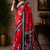 red black printed chanderi cotton ready to wear saree with unstitched blouse