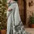 white printed chanderi cotton ready to wear saree with unstitched blouse