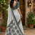 white printed chanderi cotton ready to wear saree with unstitched blouse