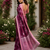 wine printed chanderi cotton ready to wear saree with unstitched blouse