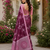 wine printed chanderi cotton ready to wear saree with unstitched blouse