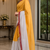 yellow white printed chanderi cotton ready to wear saree with unstitched blouse