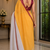 yellow white printed chanderi cotton ready to wear saree with unstitched blouse