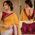 yellow white printed chanderi cotton ready to wear saree with unstitched blouse
