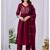 Women's maroon embroidered mul kurta pant dupatta set with pocket | handwork ethnic wear for women