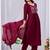 Women's maroon embroidered mul kurta pant dupatta set with pocket | handwork ethnic wear for women