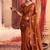 Heavy aari work satin saree for women orange party wear