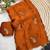 Heavy aari work satin saree for women orange party wear
