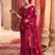 Heavy aari work satin saree for women pink party wear