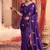 Heavy aari work satin saree for women purple party wear