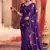 Heavy aari work satin saree for women purple party wear