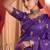 Heavy aari work satin saree for women purple party wear